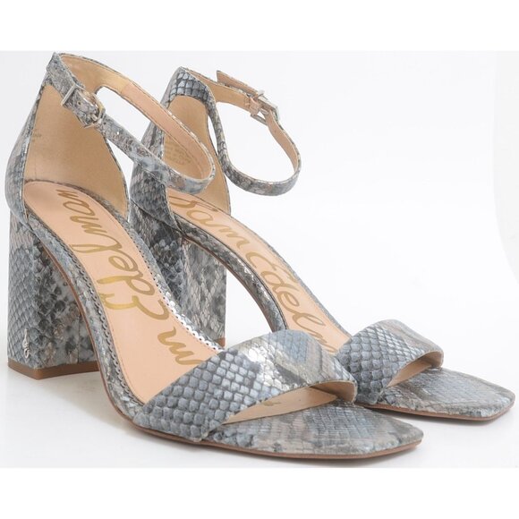 Sam Edelman Daniella Dusty Blue Snake Block Heel Sandal Anklet Open Toe Size 9.5 - Picture 2 of 9